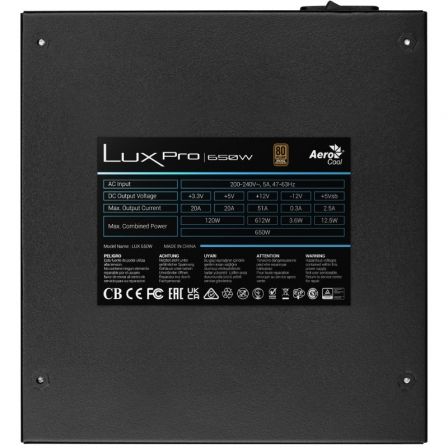 Fuente de Alimentación Aerocool LUXPRO650/ 650W/ Ventilador 14cm/ 80 Plus Bronze - Imagen 5
